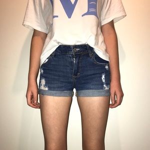 Pull and bear denim distressed shorts